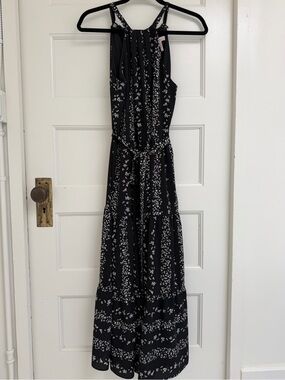 BCBGeneration Black Maxi Dress with White Floral Print